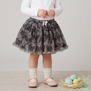 H&M Bunny Rabbit Tulle Tutu Skirt Grey Pink Bow 1.5-2Y